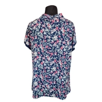 Bluzka z lejącym dekoltem typu woda - drobniutkie malinowe kwiatki